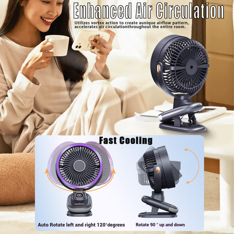 Earthuses desktop clip-on fan clipped to a desk for flexible cooling.