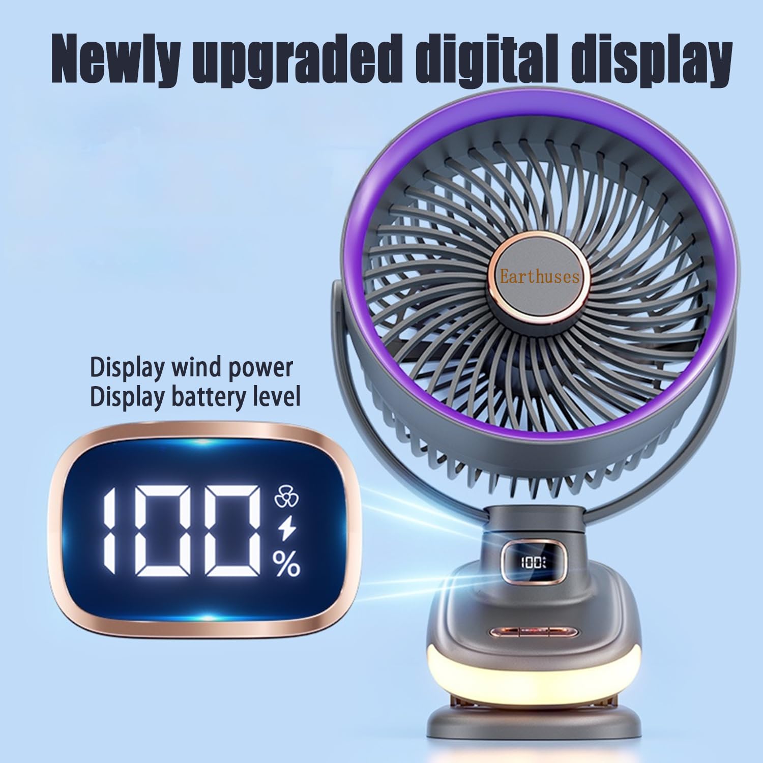 Earthuses quiet 10-inch table fan operates without distraction during work.