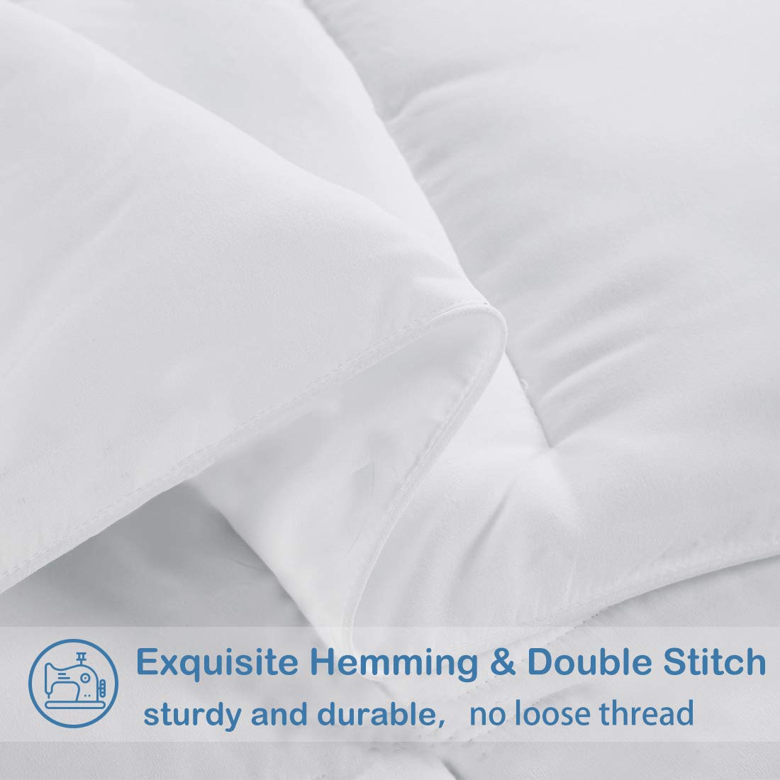 EASELAND bedding setup displays a clean white bedroom with ample drape
