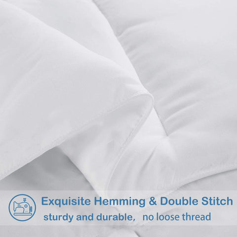 EASELAND bedding setup displays a clean white bedroom with ample drape