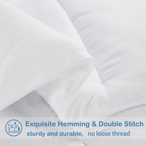 EASELAND corner tabs secure the comforter to a duvet cover for a neat fit.