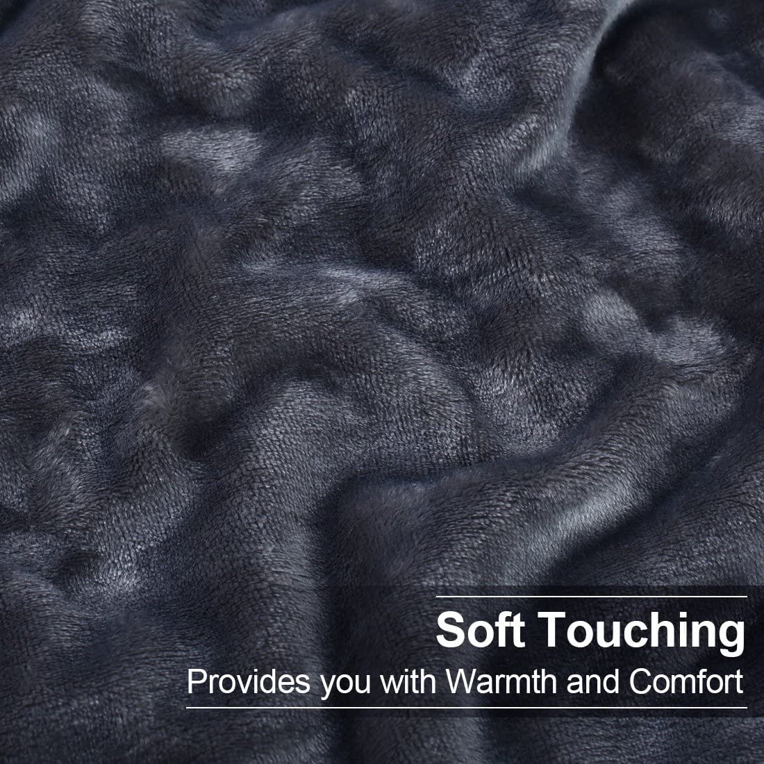 EASELAND dark grey blanket on a couch showing versatile styling and easy care.