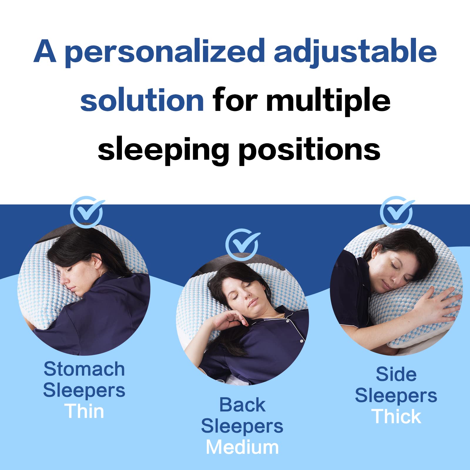 EASELAND king-size set of 2 pillows on bed for versatile sleeping positions.