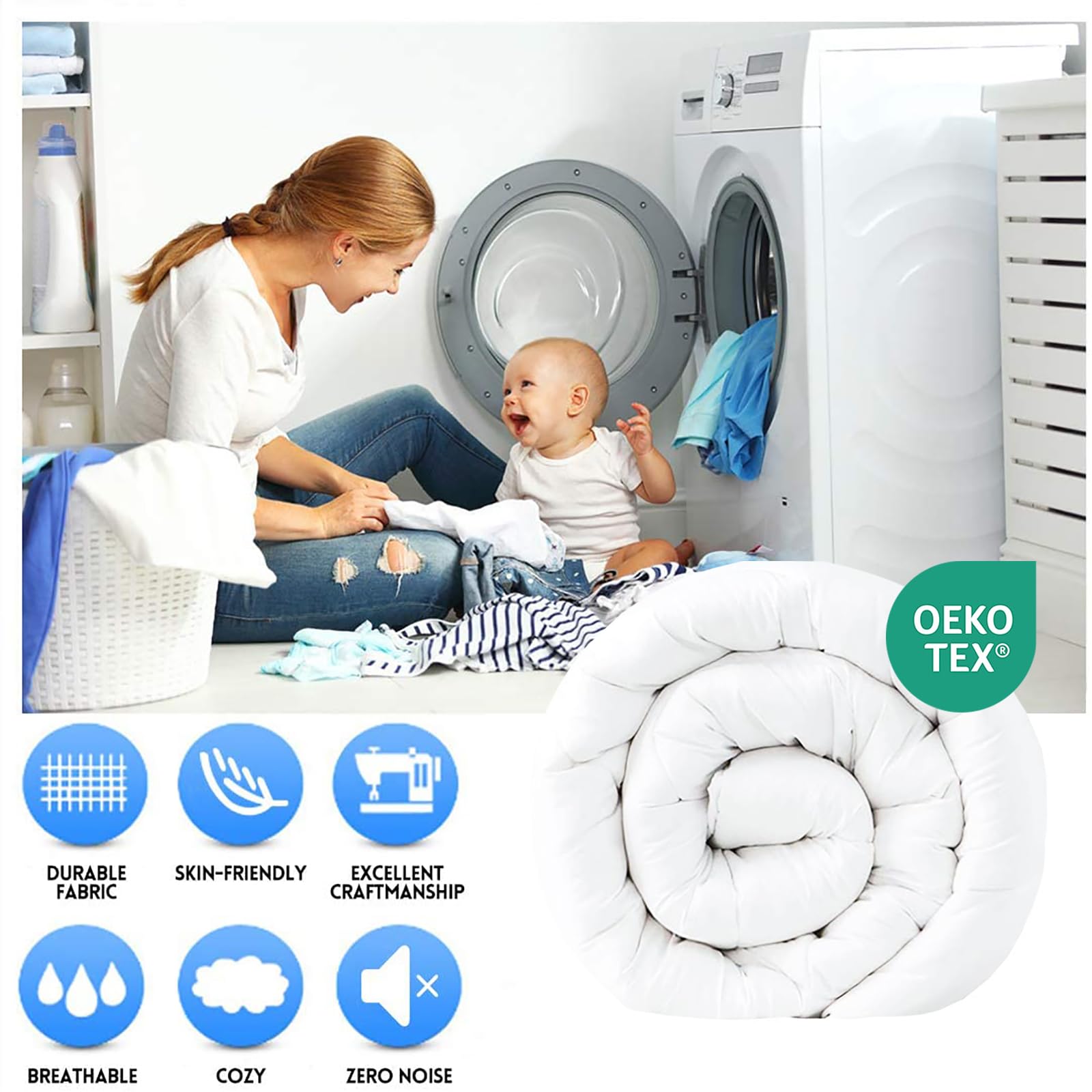 EASELAND corner tabs detail keeps the duvet insert securely aligned for easy use