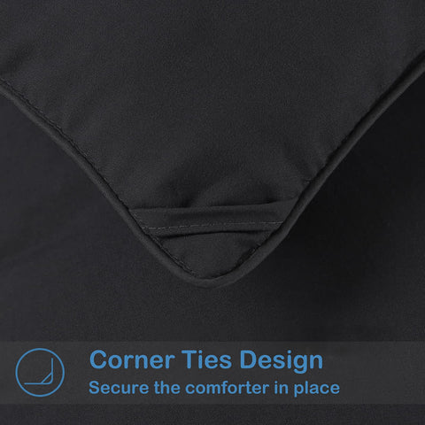 EASELAND queen comforter in black adds a modern look to your bed.