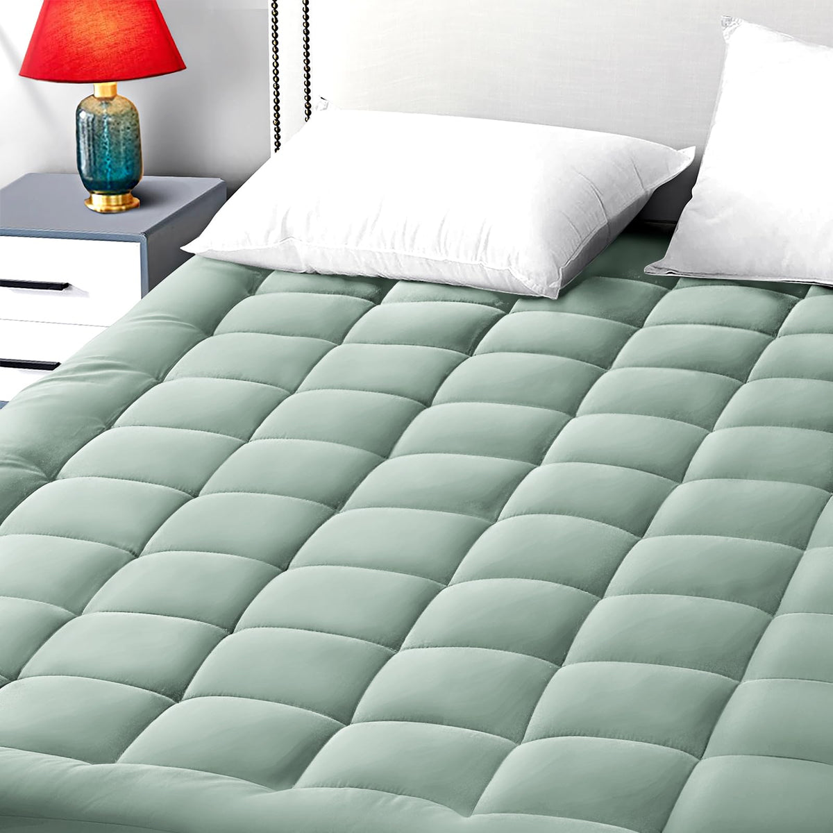 EASELAND queen mattress pad with pillow-top for plush comfort on 60x80 bed