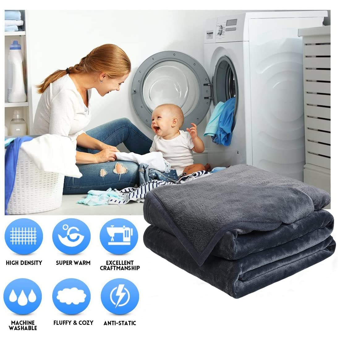 EASELAND soft queen blanket with smooth side for a sleek, sleep-ready surface.