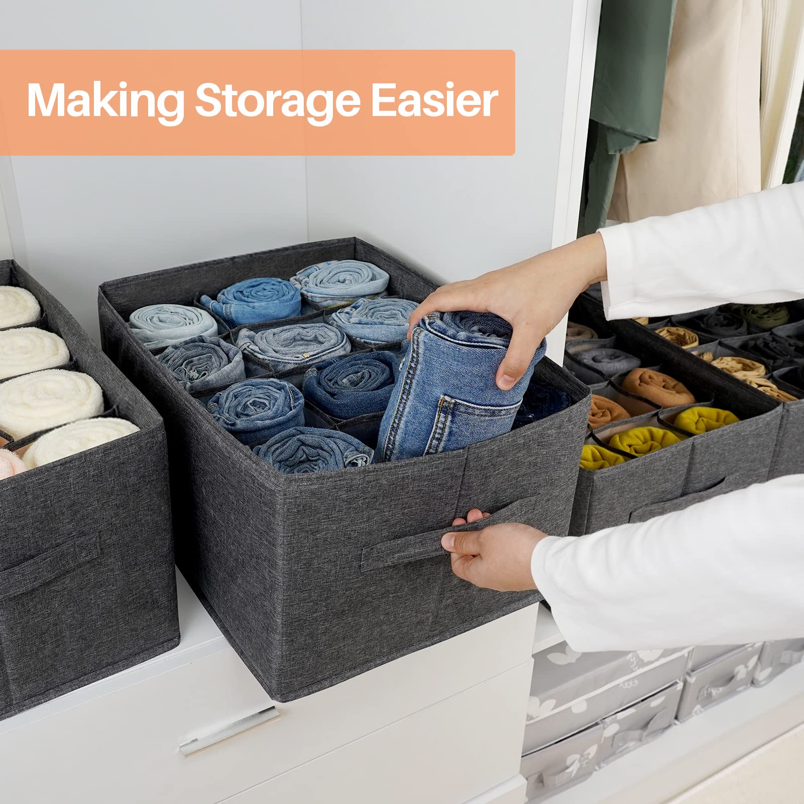 Easeve under-bed storage use with 12-cell grid