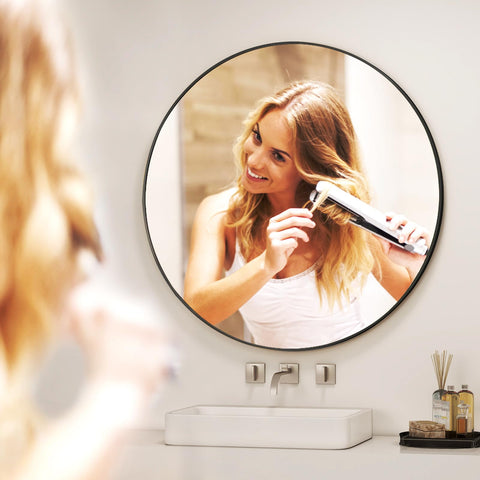 Easly large round mirror reflects more light, making spaces feel bigger.