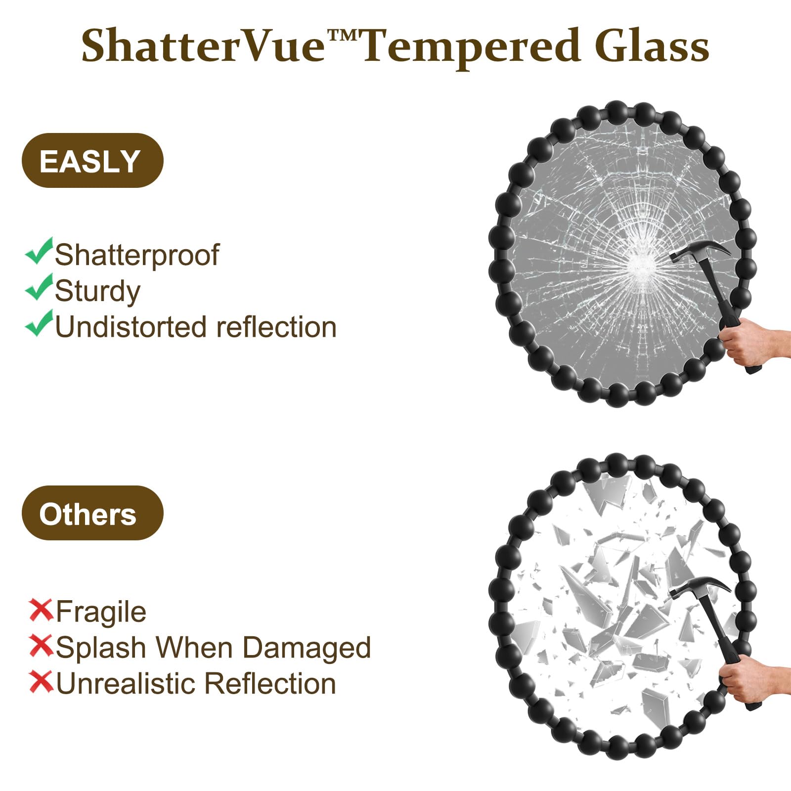 Easly packaged mirror ships safely with protective packaging for secure arrival.