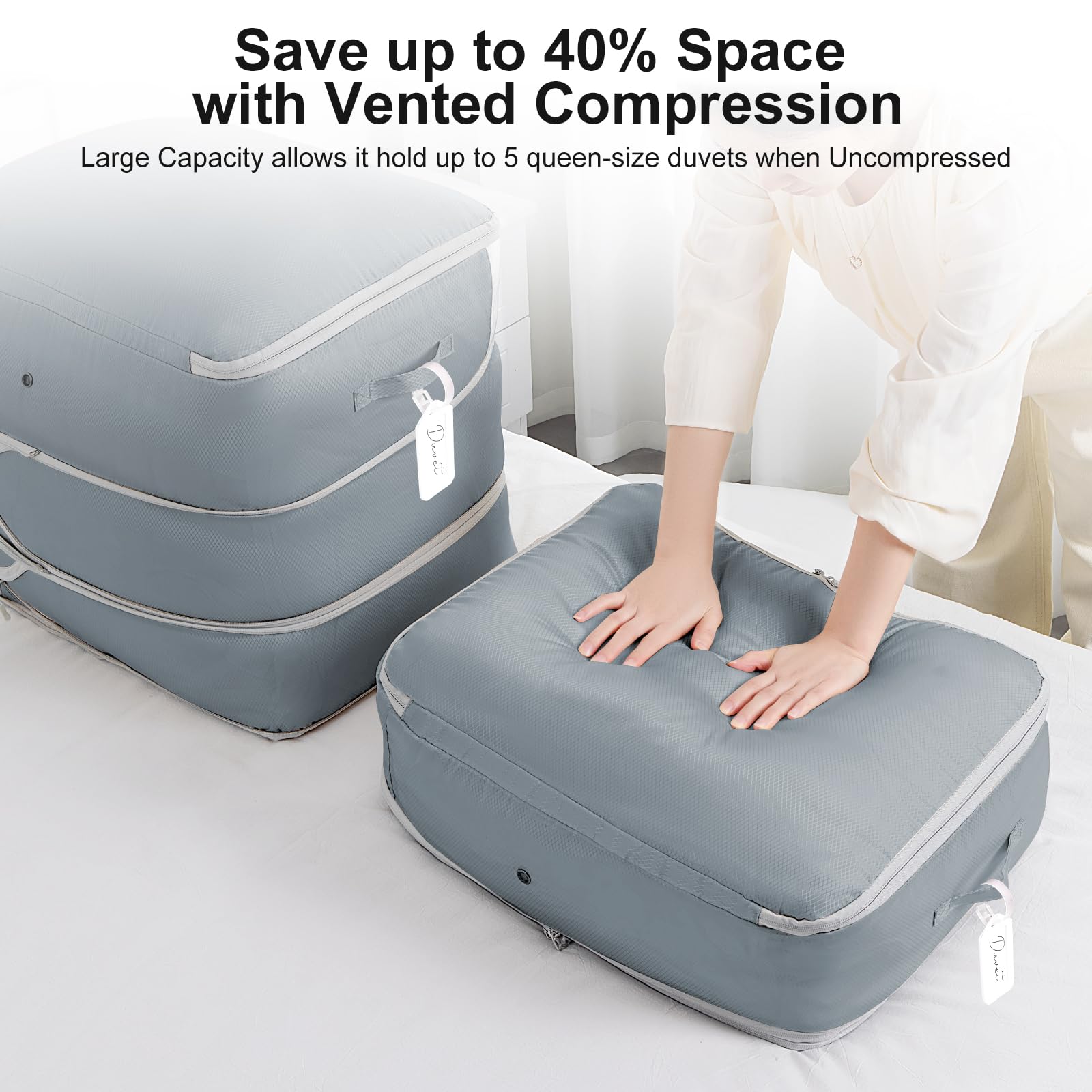 Easortm blanket storage bag with dual reinforced handles for easy access