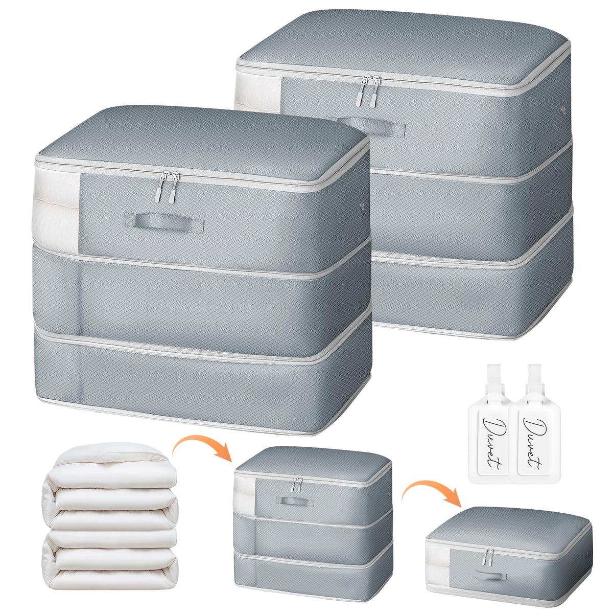 Easortm Comforter Storage Bag close-up showing 3-layer compression for space saving