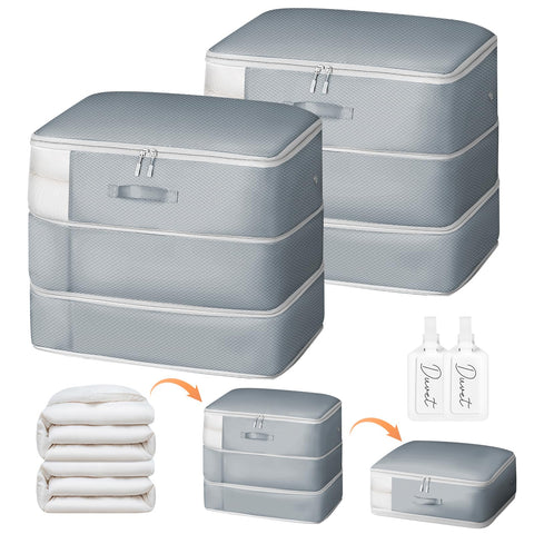 Easortm Comforter Storage Bag close-up showing 3-layer compression for space saving