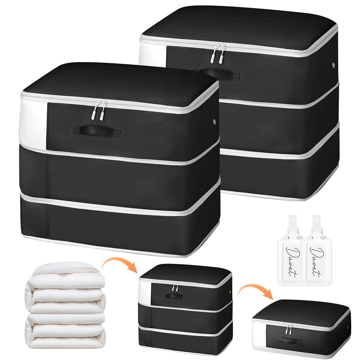 Easortm comforter storage bag closed view showing space-saving design