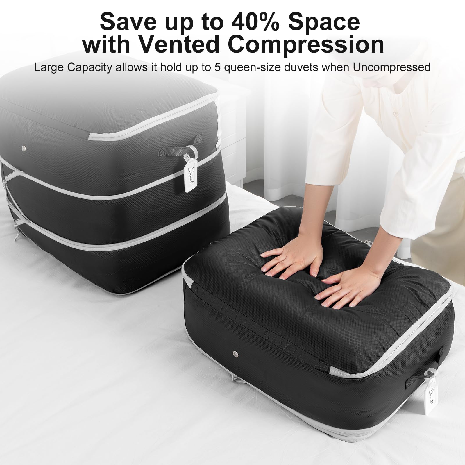 Easortm comforter storage bag transparent window for quick content view