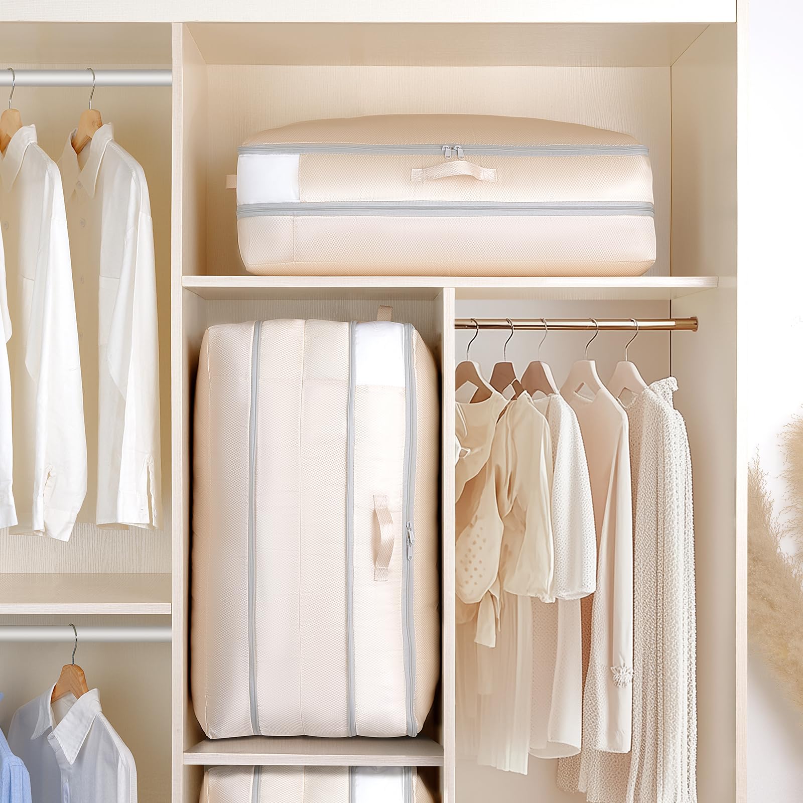 Easortm pillow and blanket storage showing large-capacity interior for seasonal items