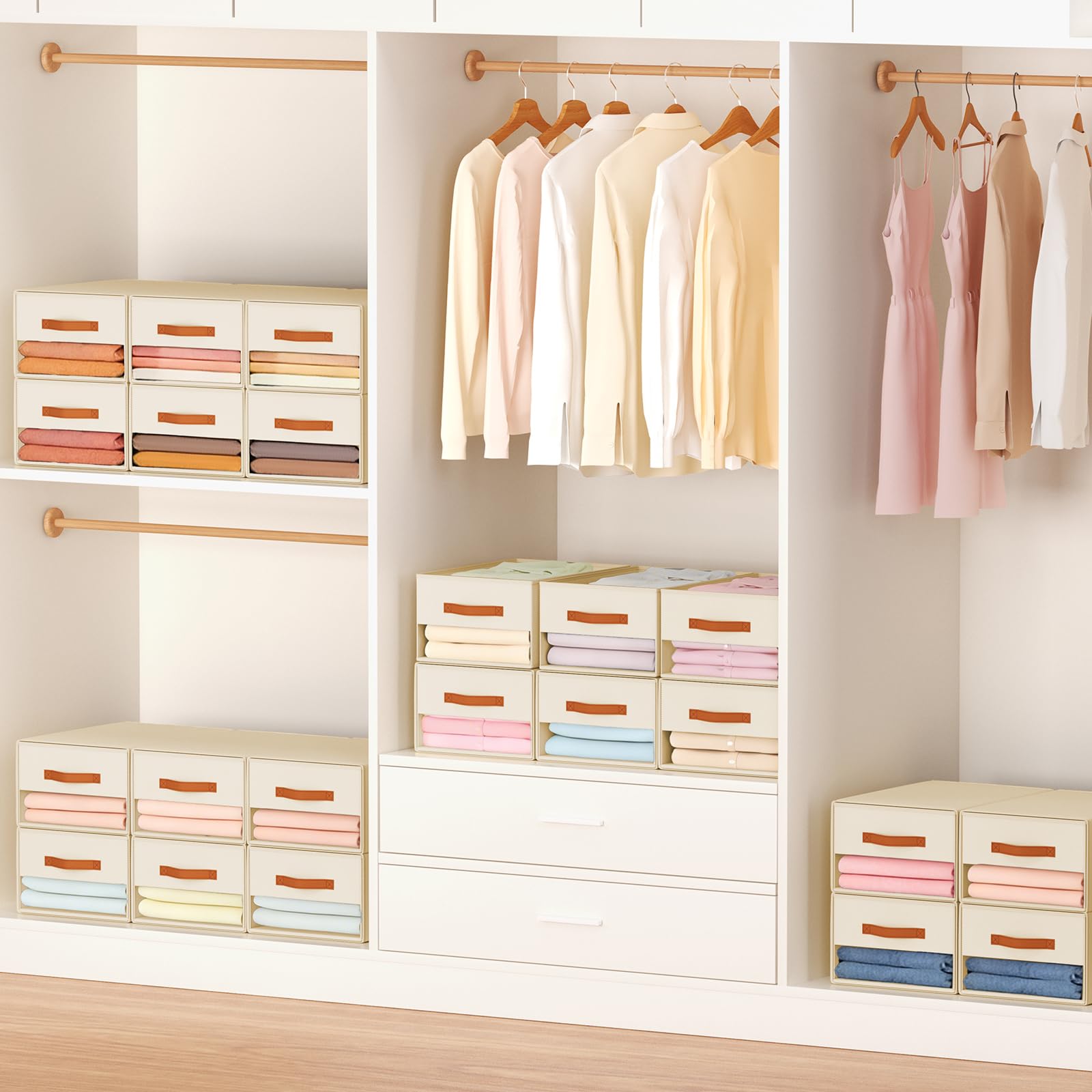 Easortm stackable drawers adjustable layers for flexible stacking