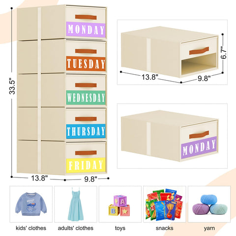 Easortm stackable drawers pull-out bin organized wardrobe