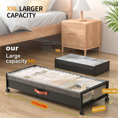 Eastherry under bed storage lid with clear cover protects items.