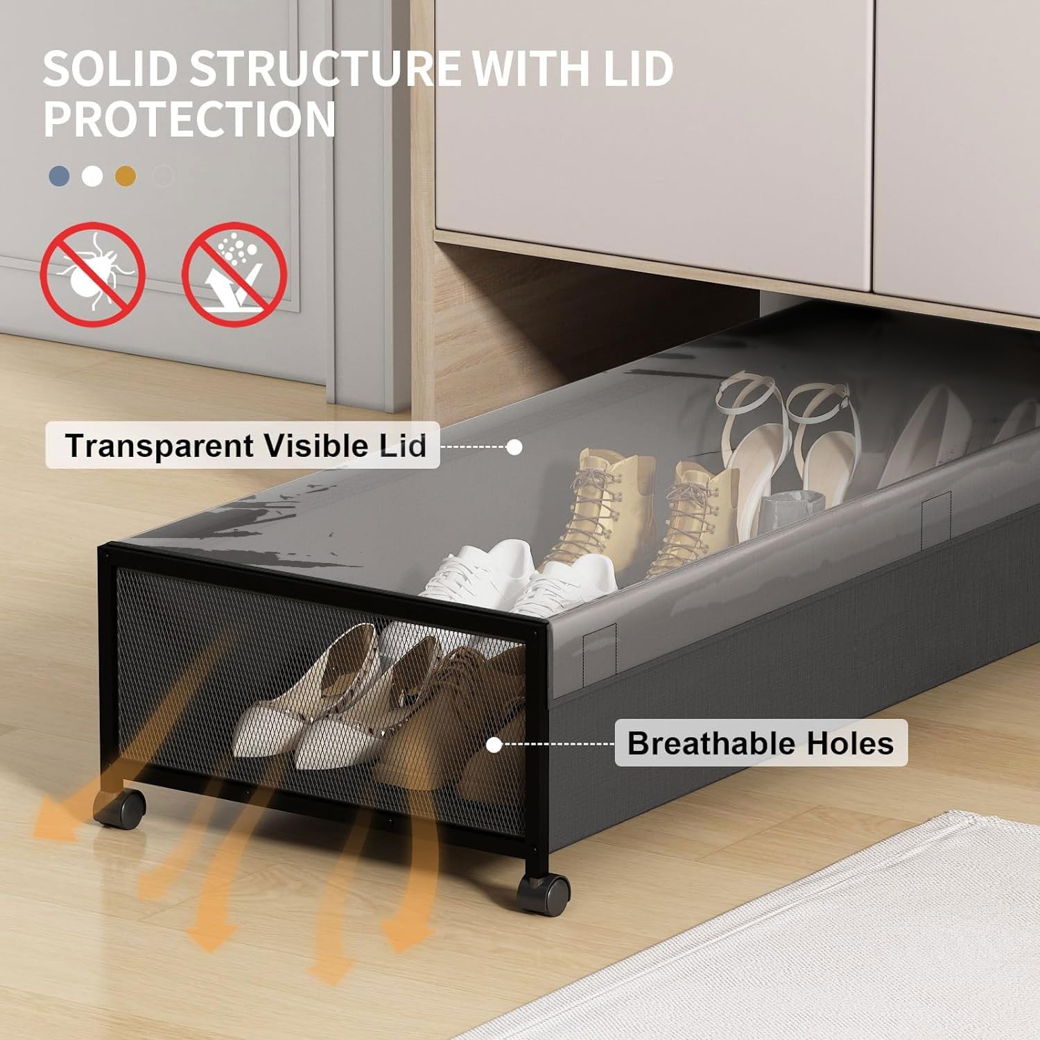 Eastherry easy-roll casters provide smooth movement across floors.