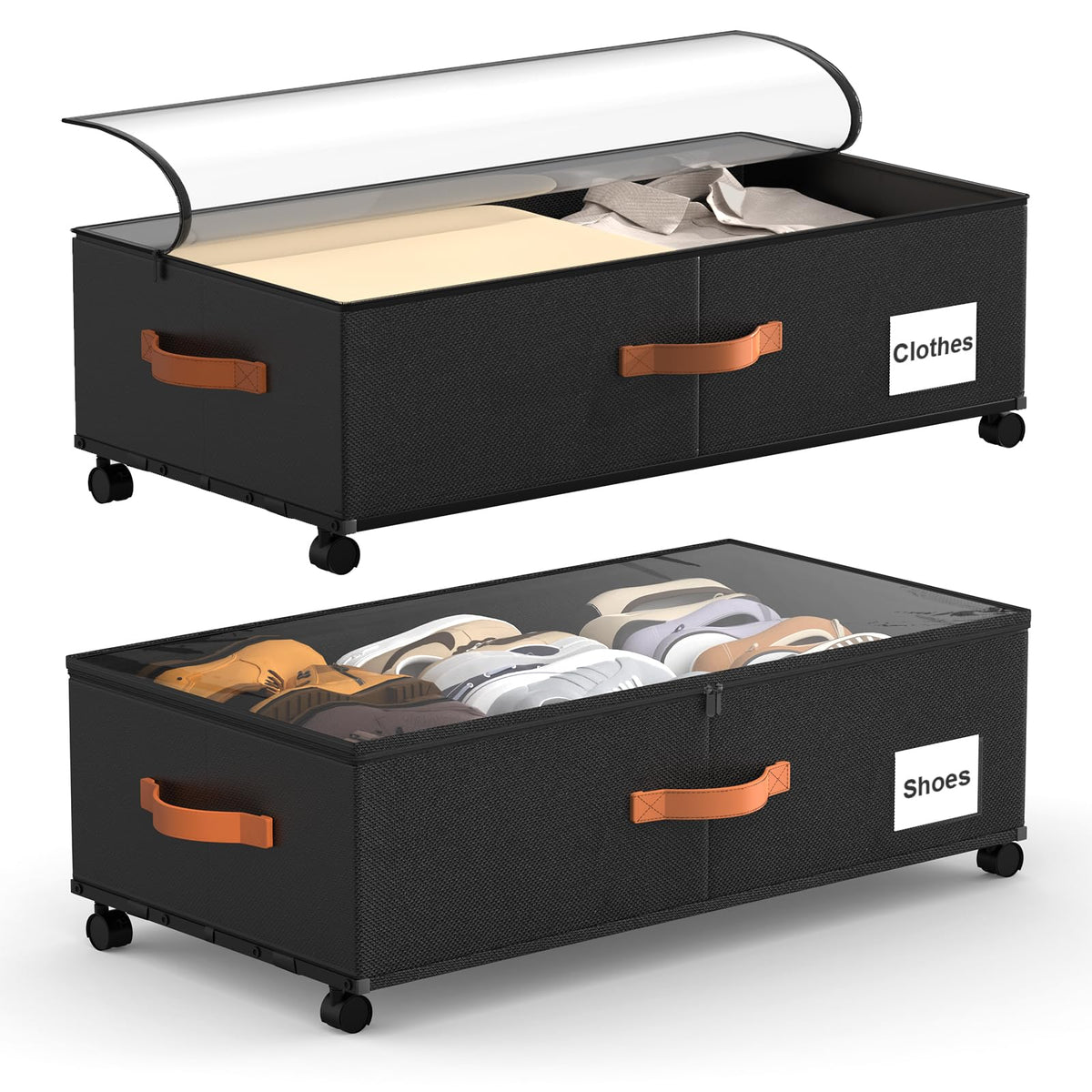 Eastherry underbed storage with wheels for smooth access under the bed