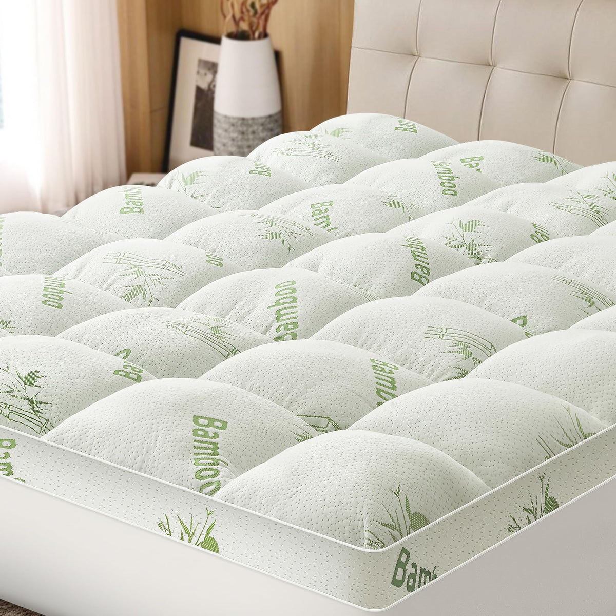 Easthome bamboo-viscose fabric close-up shows breathable, skin-friendly material for cooler sleep.