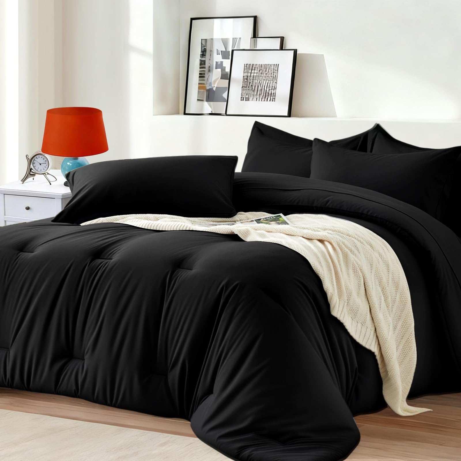 Easthome Queen Comforter Set in black bed-in-a-bag for quick room refresh