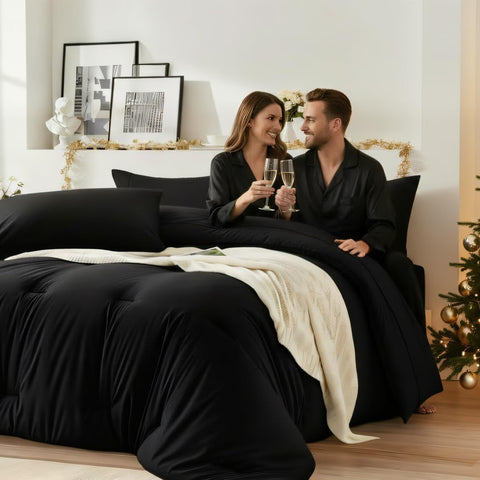Easthome queen comforter set black color complements modern bedrooms