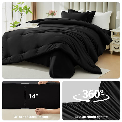 Easthome queen comforter set fitted sheet with deep pocket stays secure