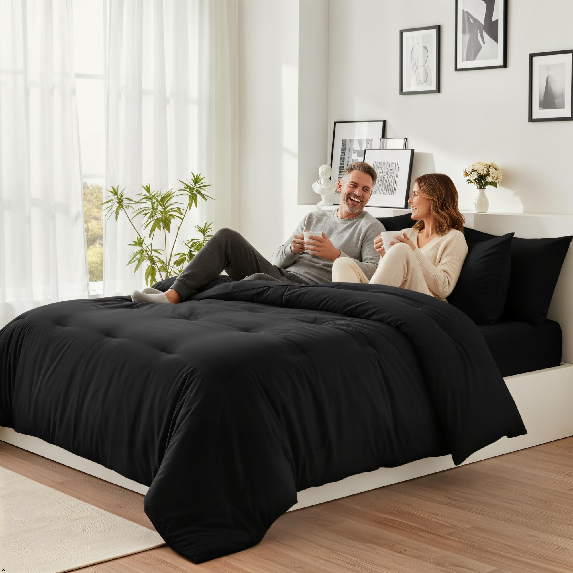 Easthome queen comforter set flat sheet 90x102 offers generous coverage