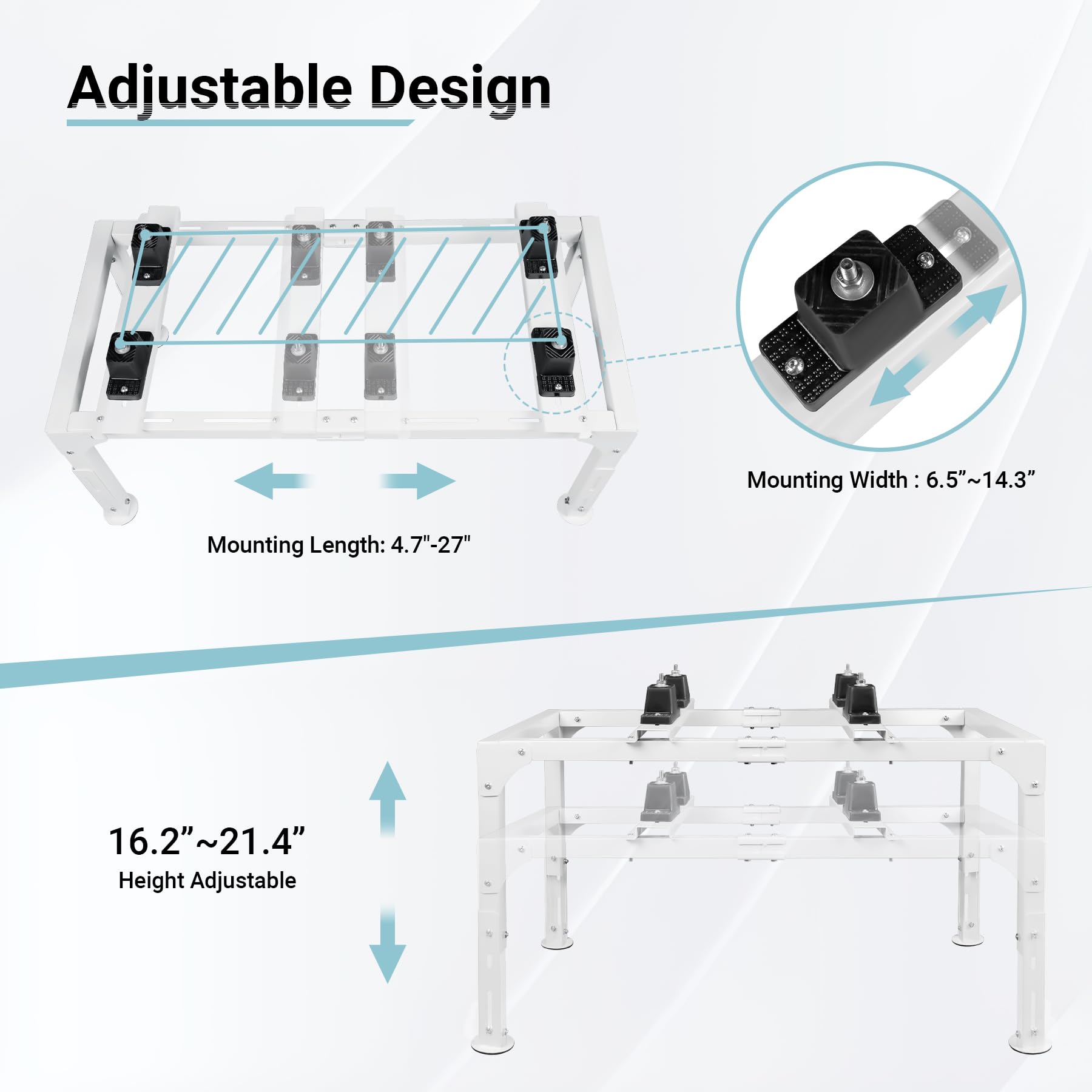 Durable powder-coated steel stand designed for harsh outdoor weather.