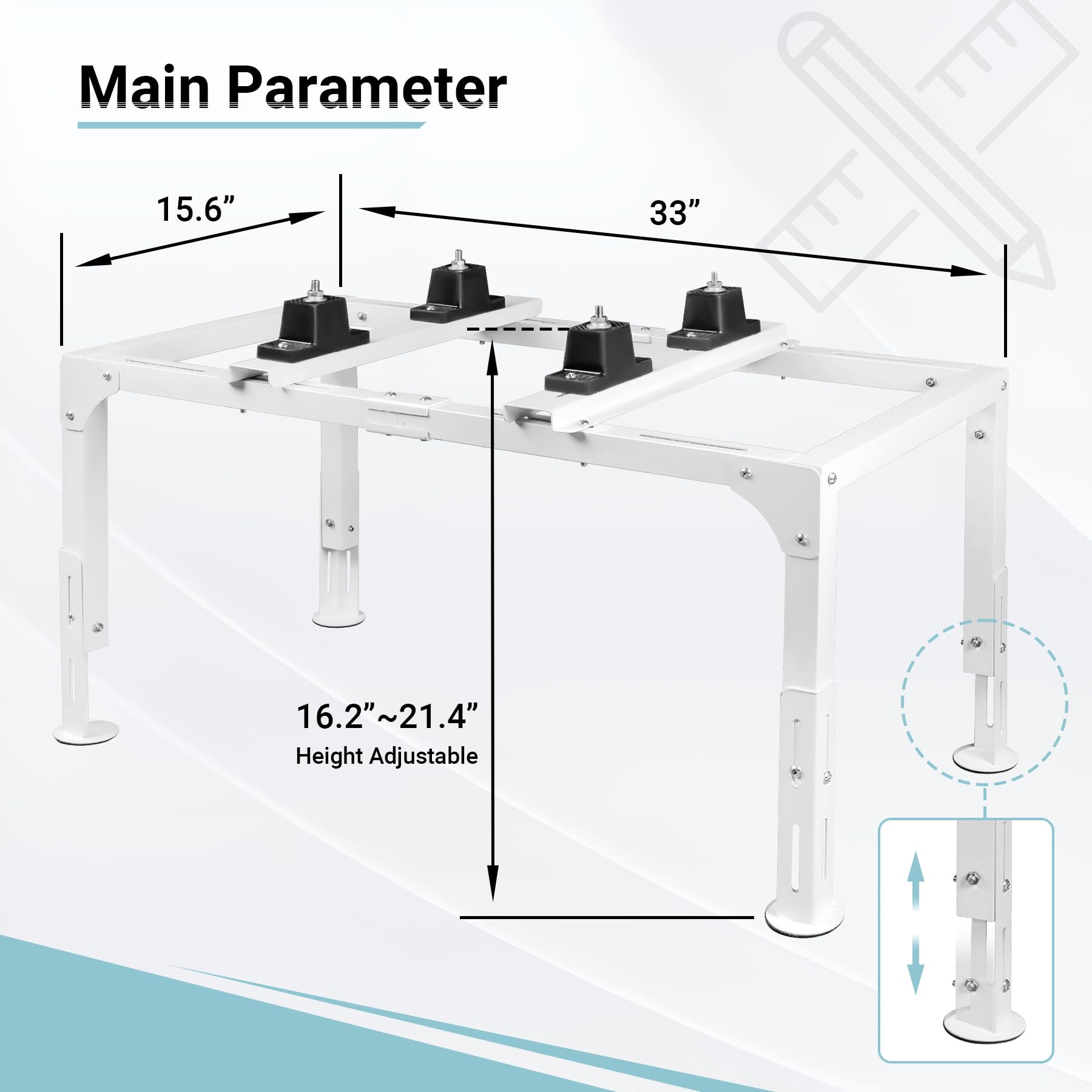 Height-adjustable design keeps the condenser elevated to avoid moisture and debris.