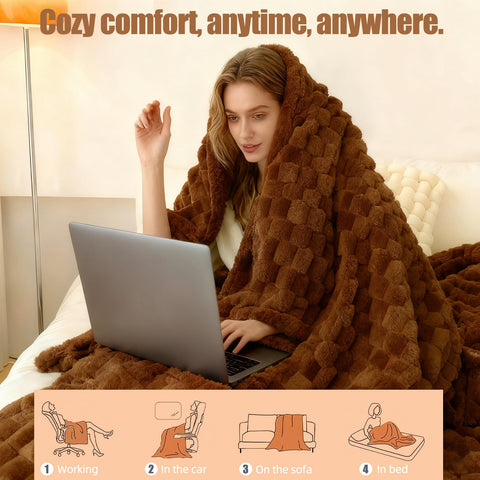 Eastsora heated blanket throw auto shut-off for safety and energy savings.