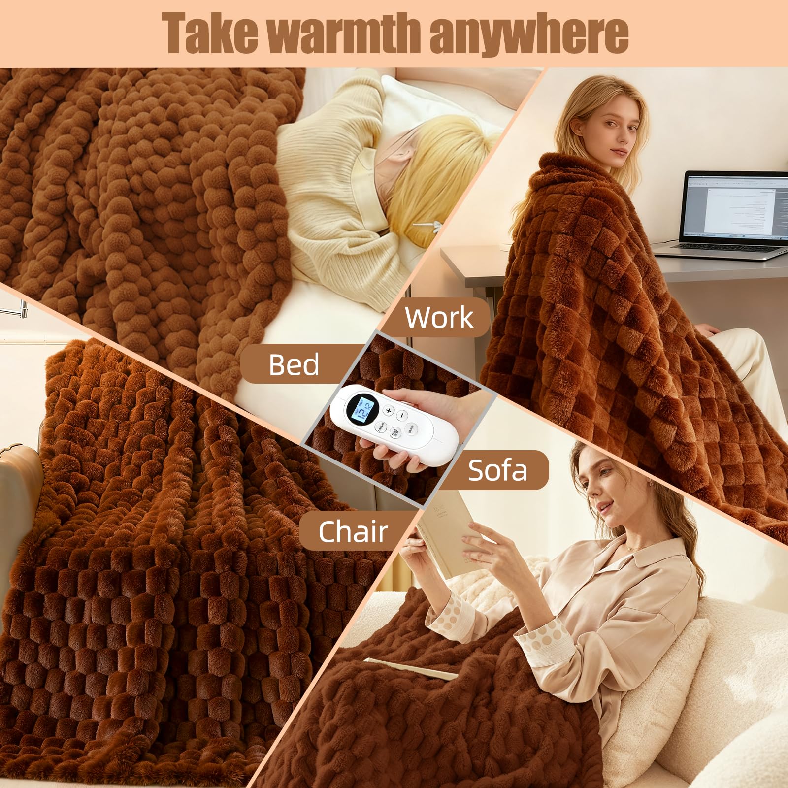 Eastsora heated blanket throw is lightweight and travel-friendly.