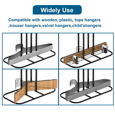 EASTTOWEST clothes hanger storage rack inside a closet keeps hangers organized.