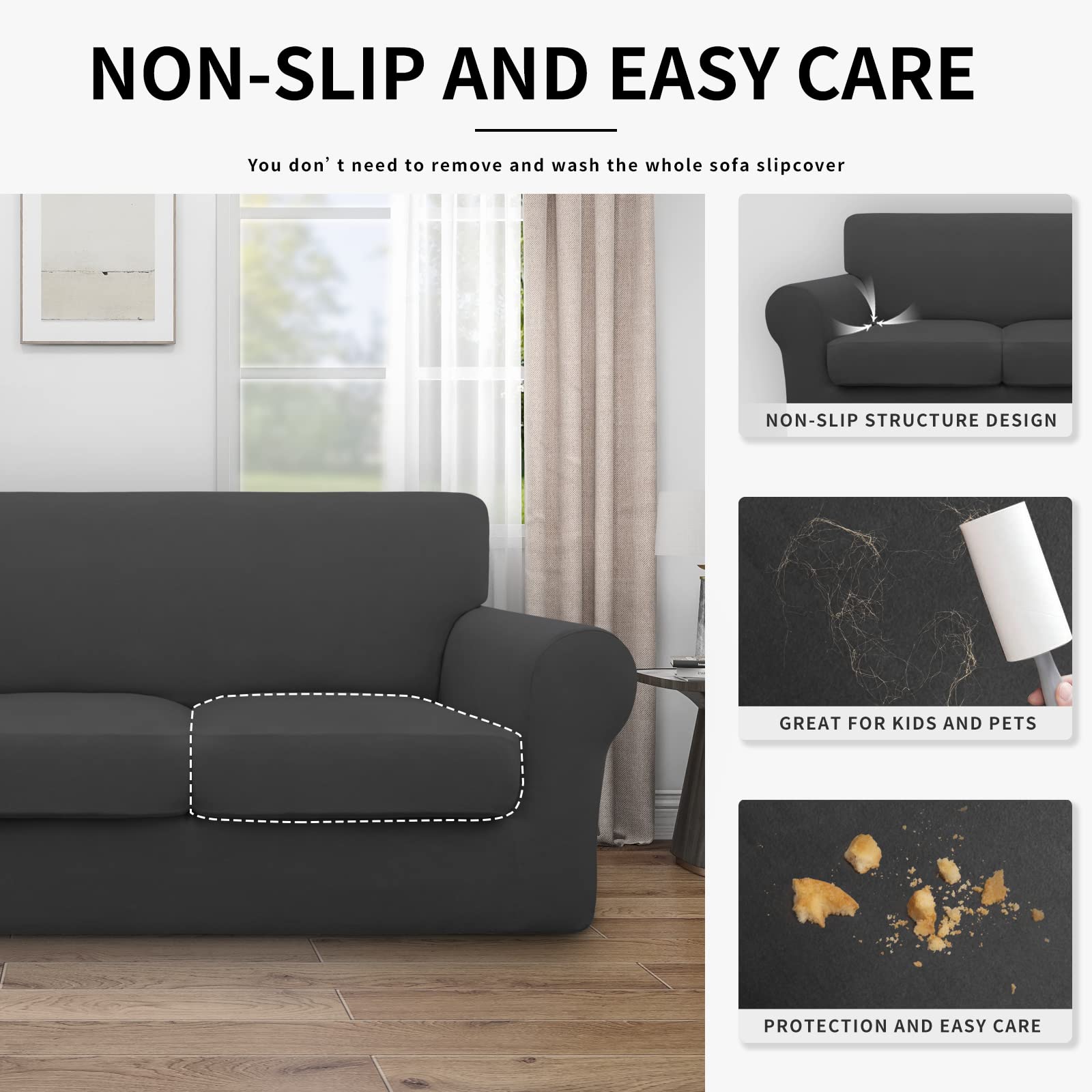 Easy-Going cushion cover 3 maintains sofa aesthetics with easy cleanup