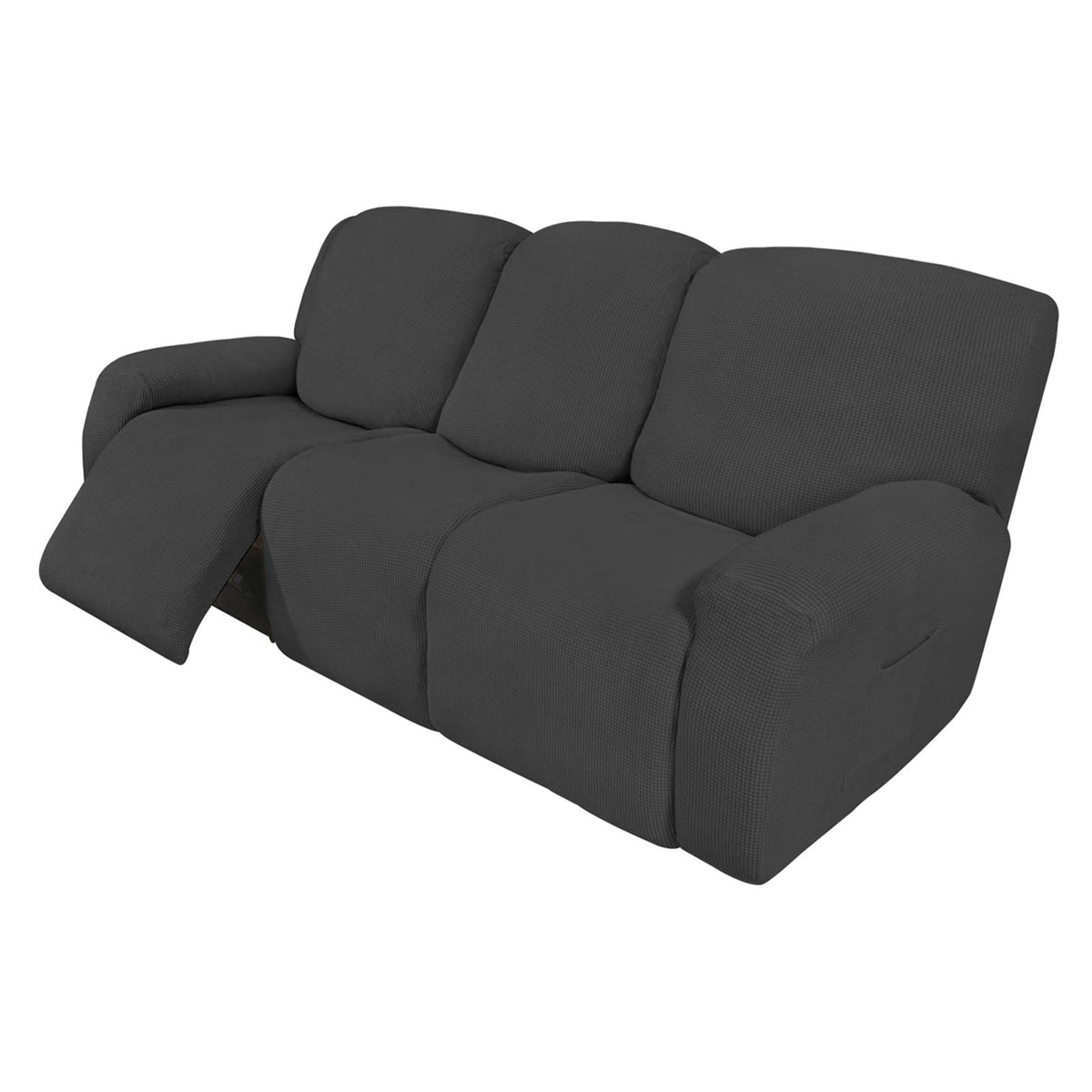 Easy-Going 8-piece recliner slipcover front view protects sofa from wear.