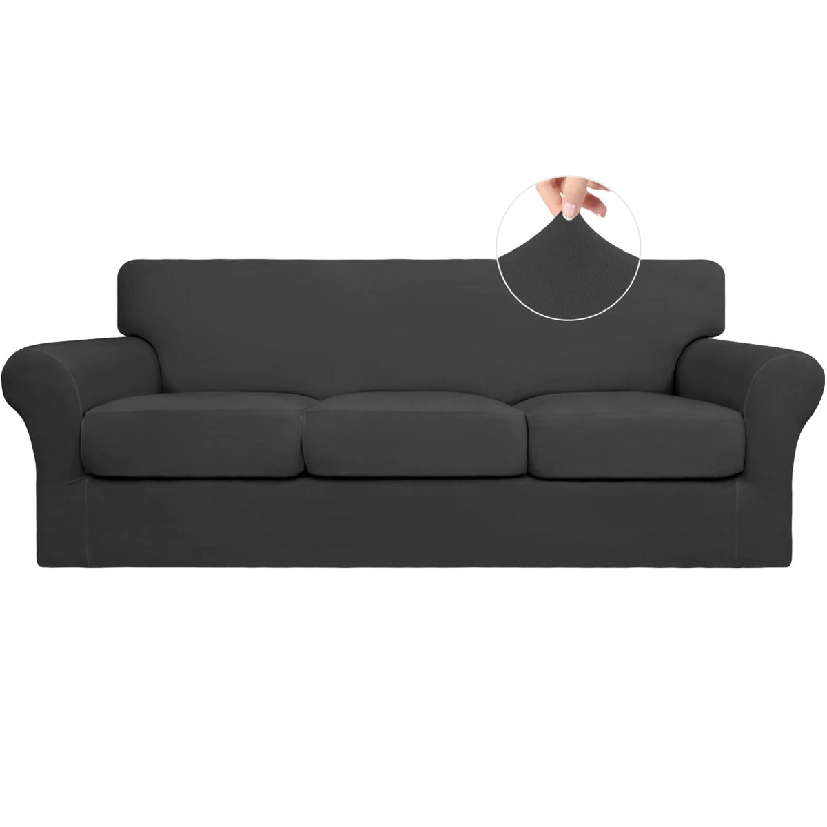 Easy-Going base cover on sofa protects upholstery from spills and stains.