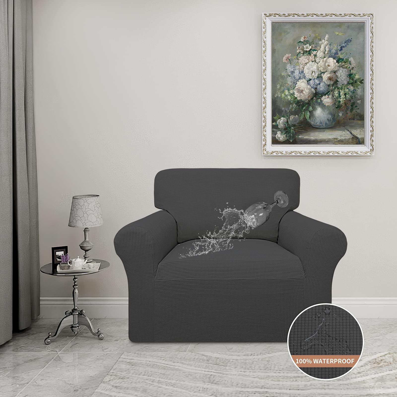 Easy-Going chair cover stretch fabric displays comfortable fit for daily use.