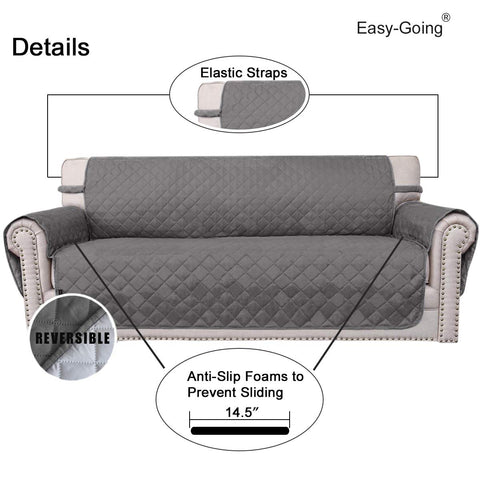 Easy-Going chair slipcover gray drape-install demonstrates quick setup and secure grip.