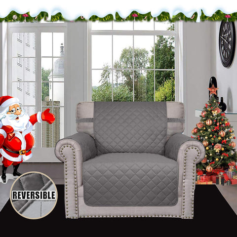 Easy-Going chair slipcover gray weave texture emphasizes durability and colorfast protection.