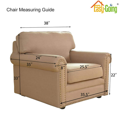 Easy-Going chair slipcover fits 25-34 inch seats for versatile coverage.