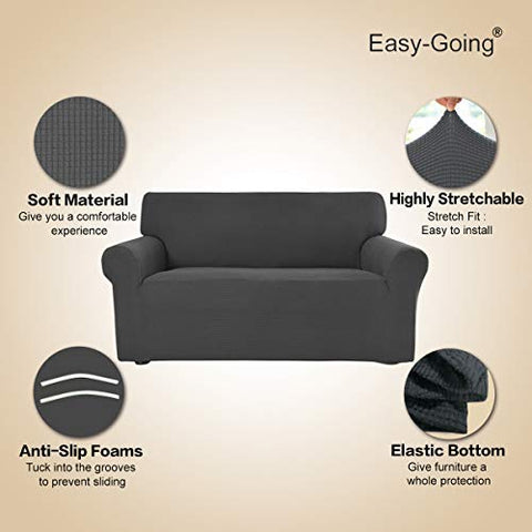 Easy-Going dark gray jacquard closeup highlighting durable, comfortable texture.