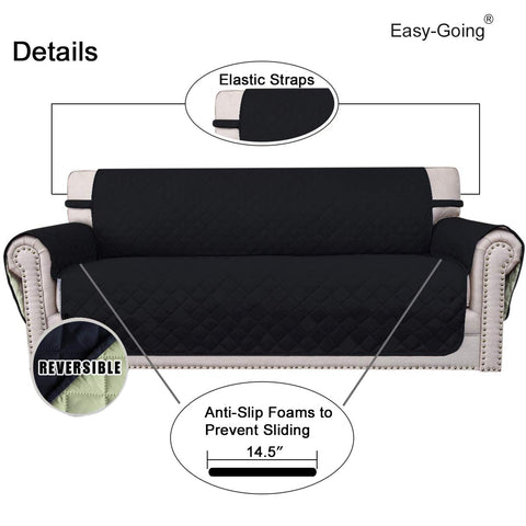 Easy-Going 66-inch sofa cover fit with elastic straps for secure placement.