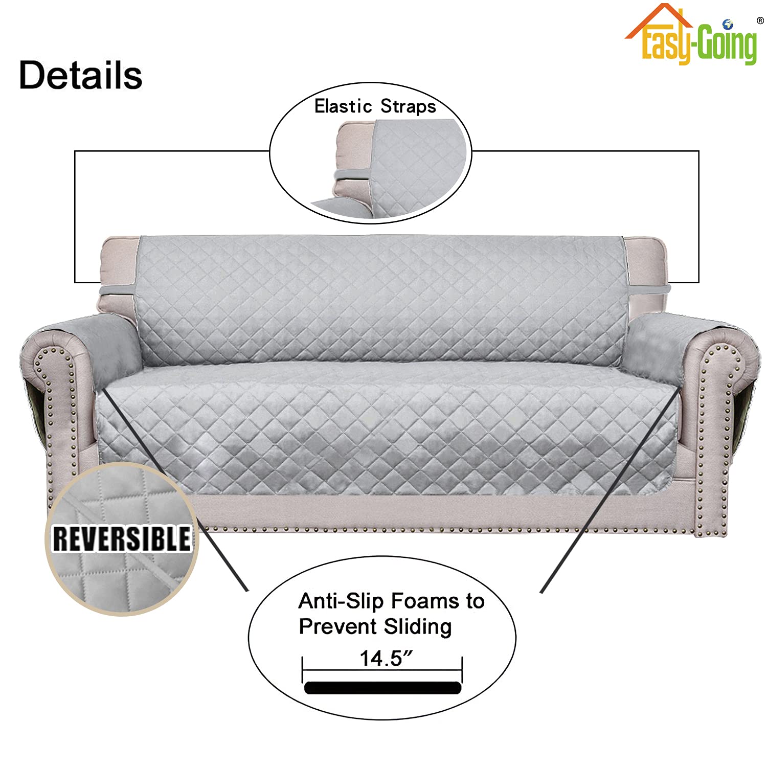 Foam pipes tucked into seat grooves provide extra stability for Easy-Going cover.
