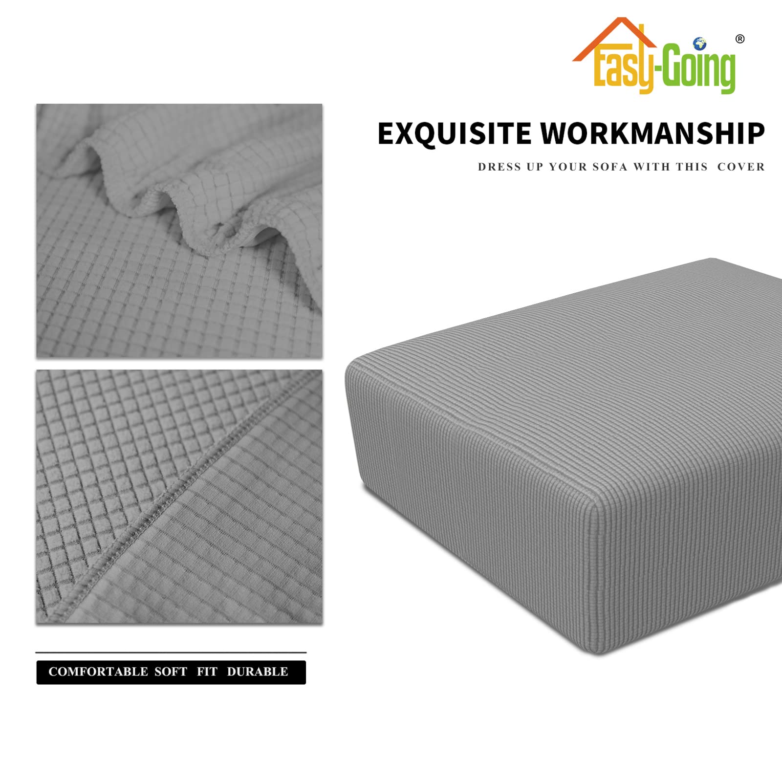 Easy-Going furniture protector ottoman cover offers soft fabric and simple care.