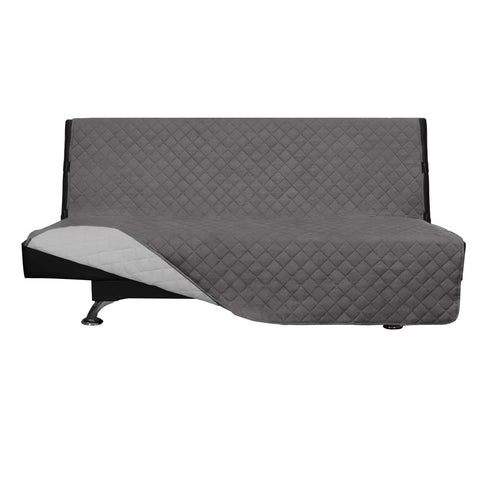 Easy-Going Futon slipcover with elastic straps for a snug fit.