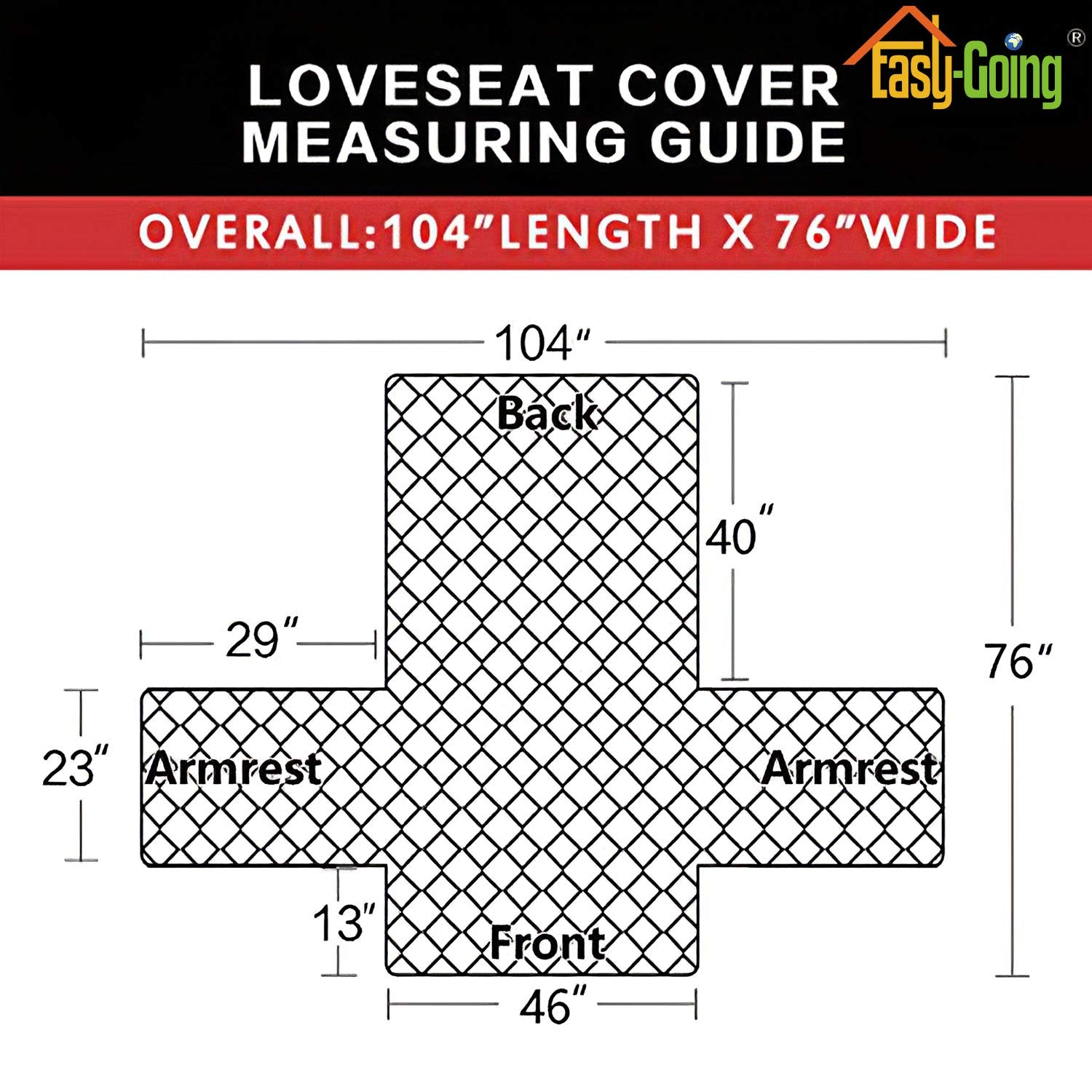 Easy-Going ivory-loveseat-cover with 46-inch fit covers standard sofas.