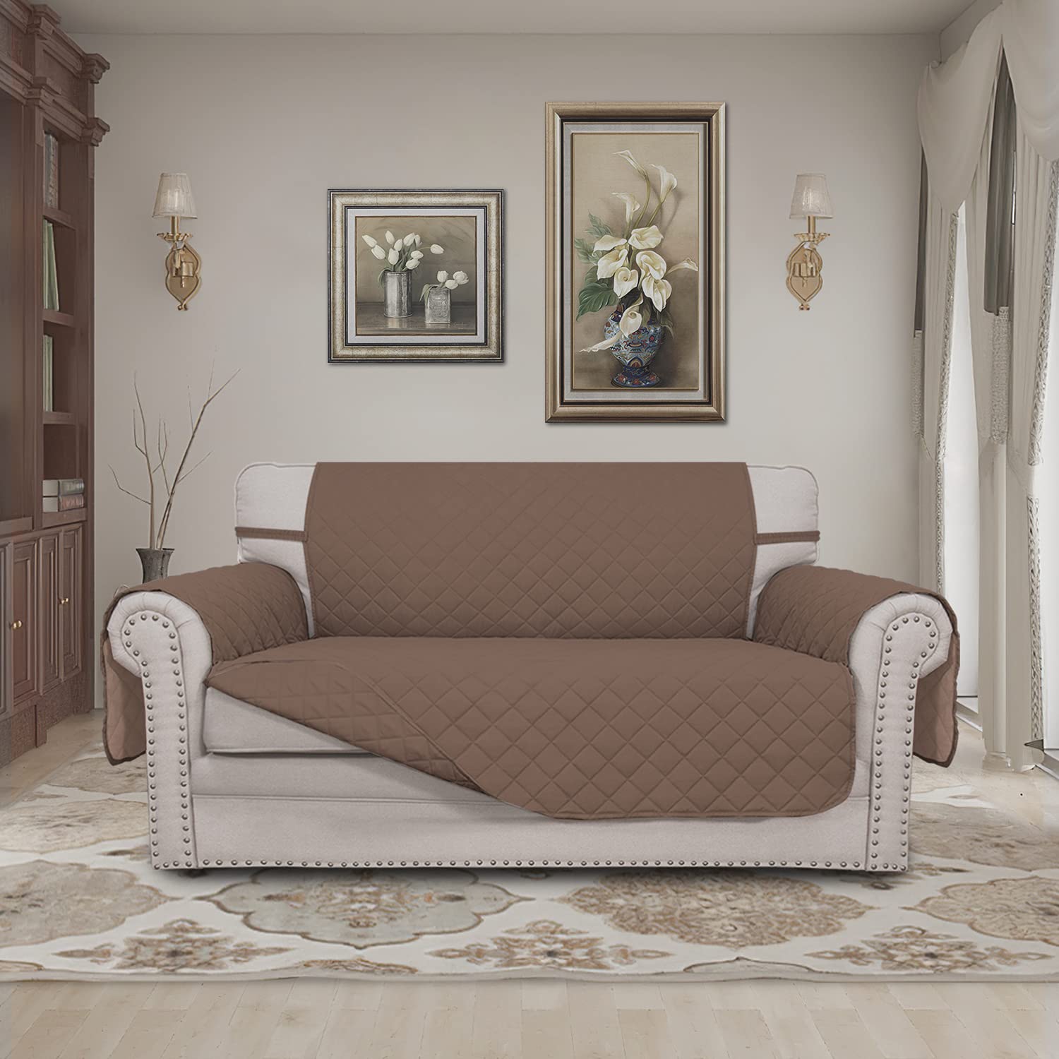 Easy-Going loveseat cover offers two color options to match decor.