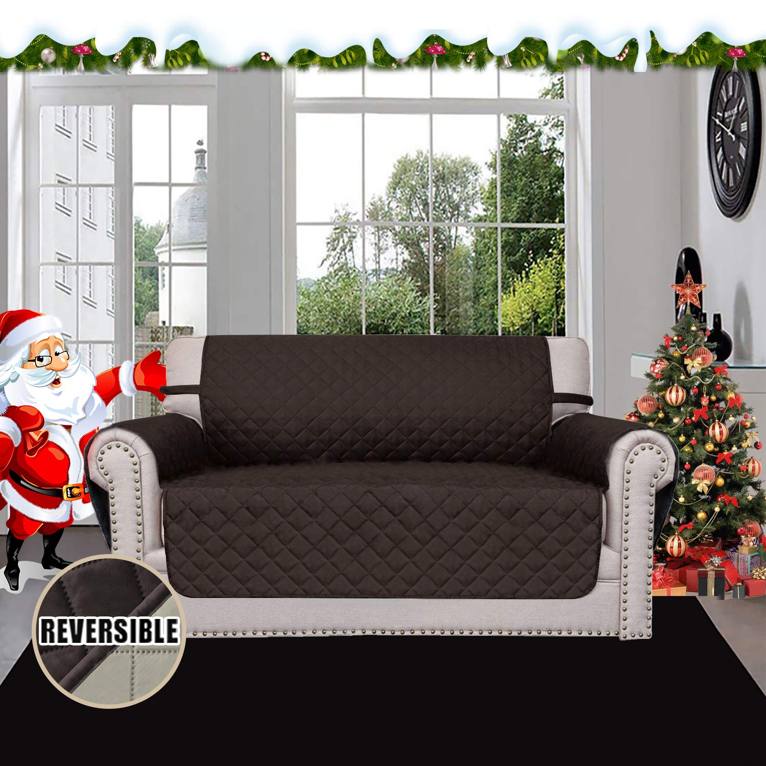 Easy-Going water-resistant loveseat cover shields furniture from liquid splashes.